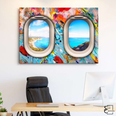 Creative Canvas Art - Window Seat Painting Splatter Travel World Just Go Wall Art Framed Canvas Poster Print 3 Creative Canvas Art Window Seat Painting Splatter Travel World Just Go Wall Art Framed Canvas Poster Print 3