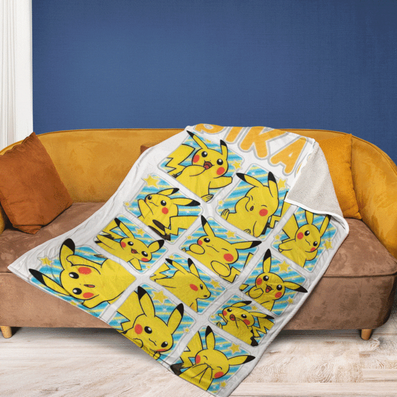 Cute Full Pikachu Pokemon Anime Gift LoverPikachu Pokemon Anime Premium Comfy Sofa Throw Blanket 2