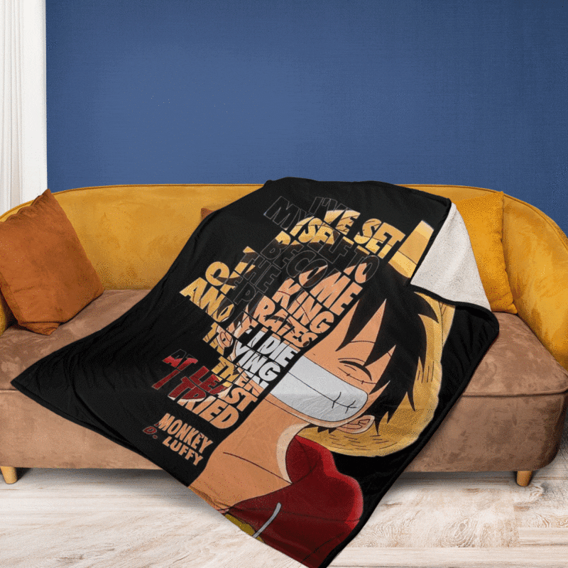 Cute Monkey D.Luffy One Piece Anime Quotes Gift For Fan Comfy Sofa Throw Blanket Birthday Gift 2