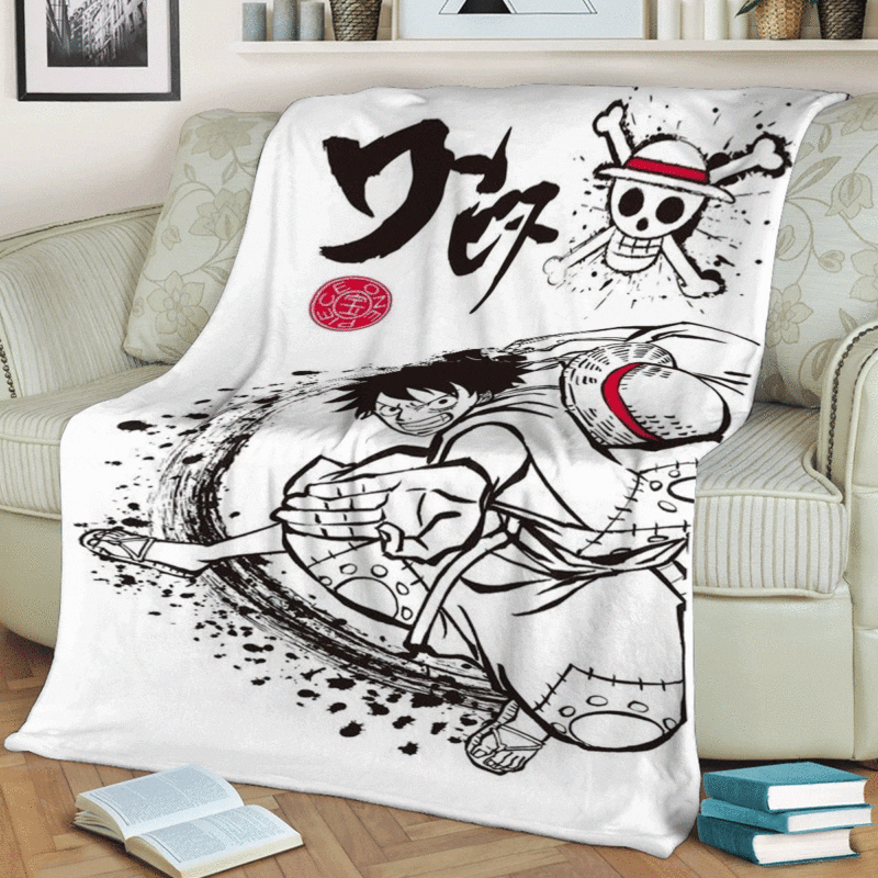 Cute Monkey D.Luffy One Piece Anime Ver2 Gift For Fan Comfy Sofa Throw Blanket Birthday Gift 1