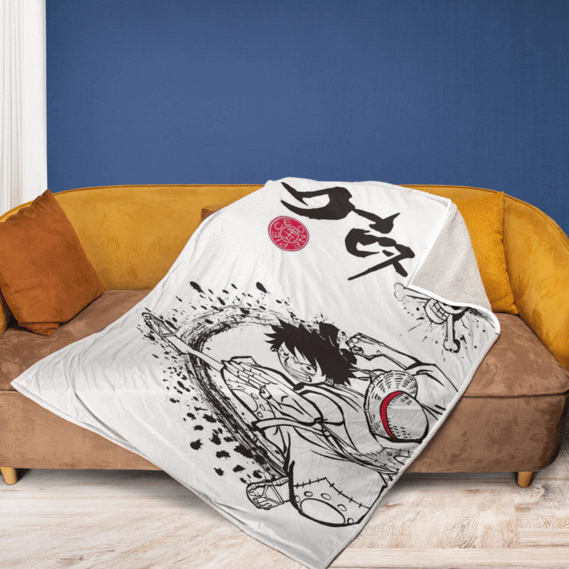Cute Monkey D.Luffy One Piece Anime Ver2 Gift For Fan Comfy Sofa Throw Blanket Birthday Gift 2