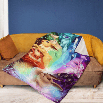 Cute Monster Pokemon Anime Rainbow Light Christmas GiftPokemon Gift For Fan Comfy Sofa Throw Blanket Gift 2