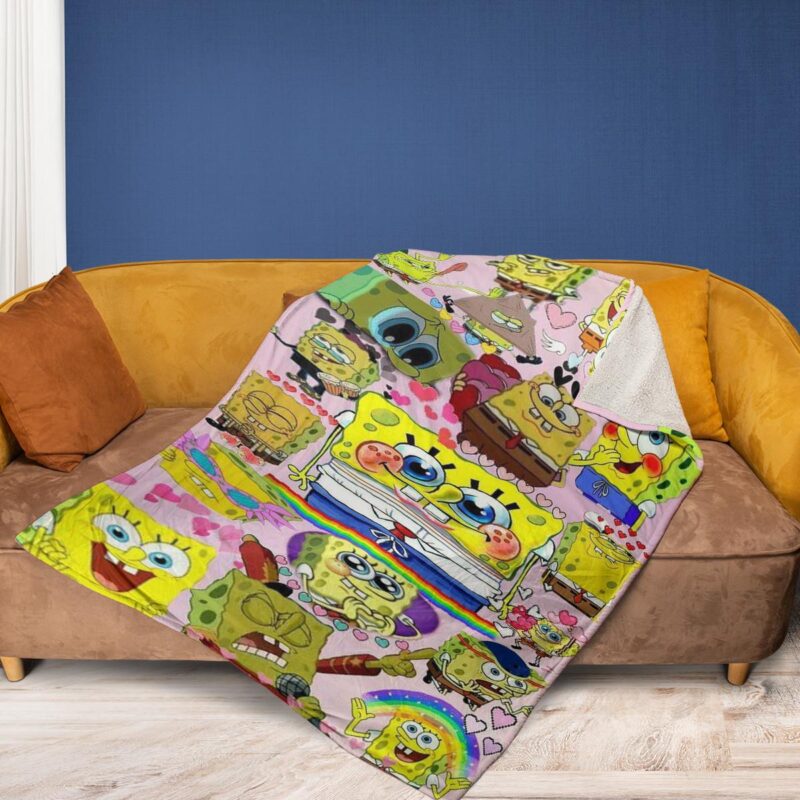 Cute SpongeBob Fan Gift The SpongeBob Movie Sponge Out of Water Comfy Sofa Throw Blanket Gift 2