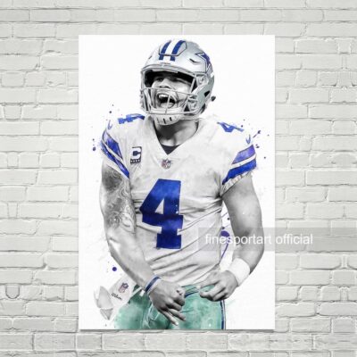Dak Prescott Dallas Cowboys Poster, Canvas, Football Print, Sports Wall Art