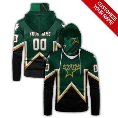 Dallas Stars Nhl Ice Hockey Team Logo Green Black Jersey Style Custom Number Name For Stars Fans Gaiter Hoodie GH0593