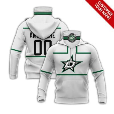 Dallas Stars Nhl Ice Hockey Team Logo White Jersey Style Custom Number Name For Stars Fans Gaiter Hoodie GH0799