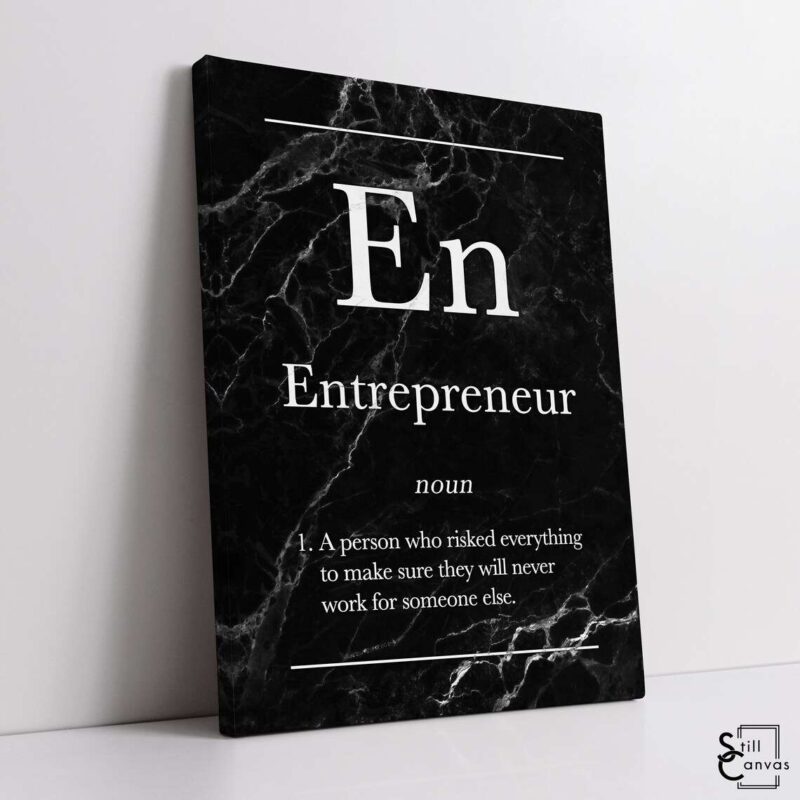 Definition Canvas Art Entrepreneur Quote Black Marble Motivational Inspirational Wall Art Framed Canvas Poster Print 1