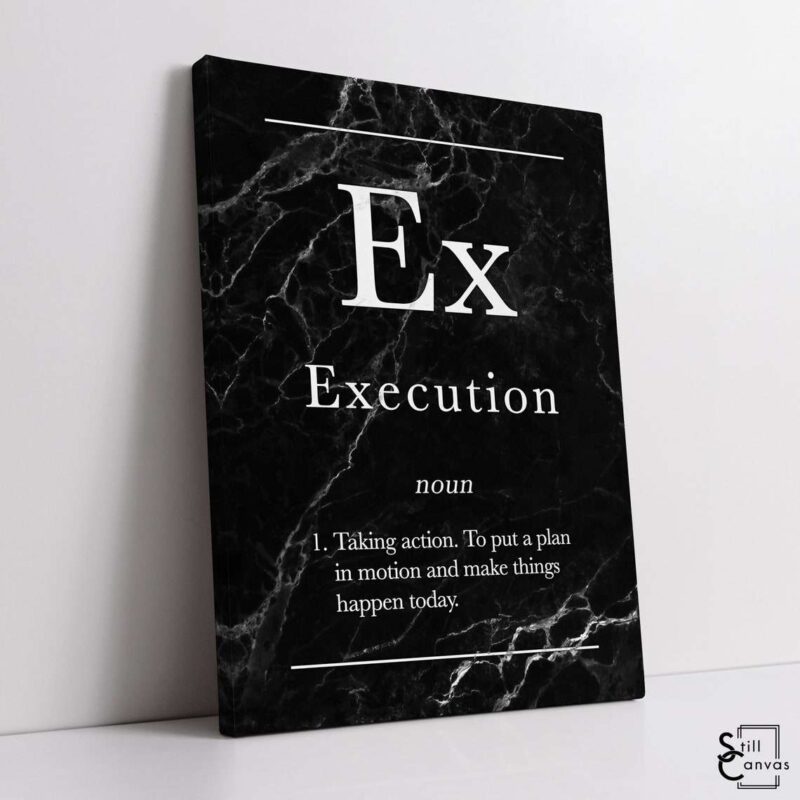 Definition Canvas Art Execution Quote Black Marble Motivational Inspirational Wall Art Framed Canvas Poster Print 1