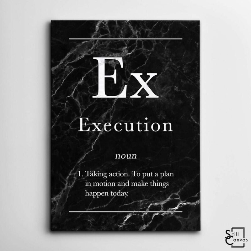 Definition Canvas Art Execution Quote Black Marble Motivational Inspirational Wall Art Framed Canvas Poster Print 2