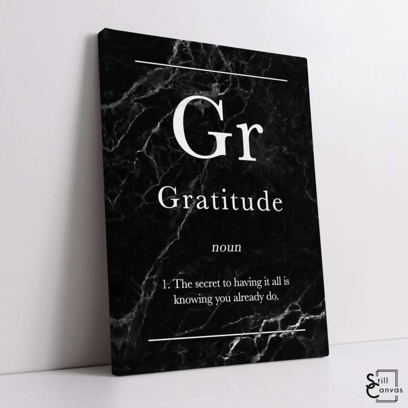 Definition Canvas Art Gratitude Quote Black Marble Motivational Inspirational Wall Art Framed Canvas Poster Print 1