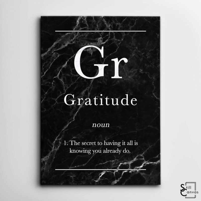 Definition Canvas Art Gratitude Quote Black Marble Motivational Inspirational Wall Art Framed Canvas Poster Print 2
