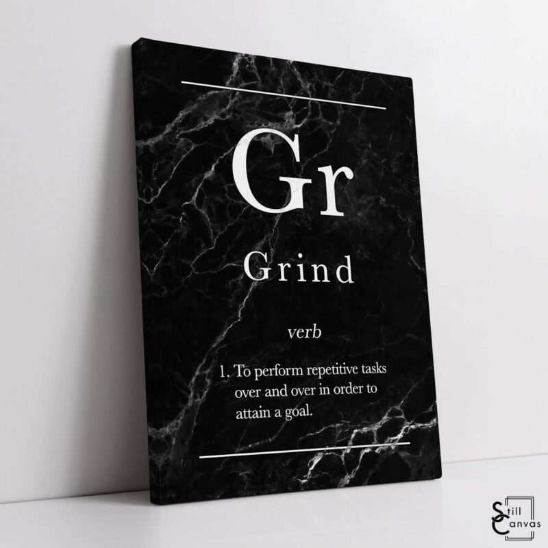 Definition Canvas Art Grind Quote Black Marble Motivational Inspirational Wall Art Framed Canvas Poster Print 1