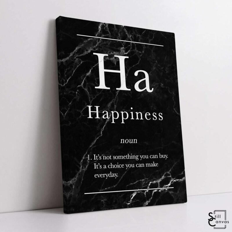 Definition Canvas Art Happiness Quote Black Marble Motivational Inspirational Wall Art Framed Canvas Poster Print 1