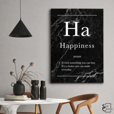 Definition Canvas Art - "Happiness" Quote Black Marble Motivational Inspirational Wall Art Framed Canvas Poster Print 3 Definition Canvas Art Happiness Quote Black Marble Motivational Inspirational Wall Art Framed Canvas Poster Print 3