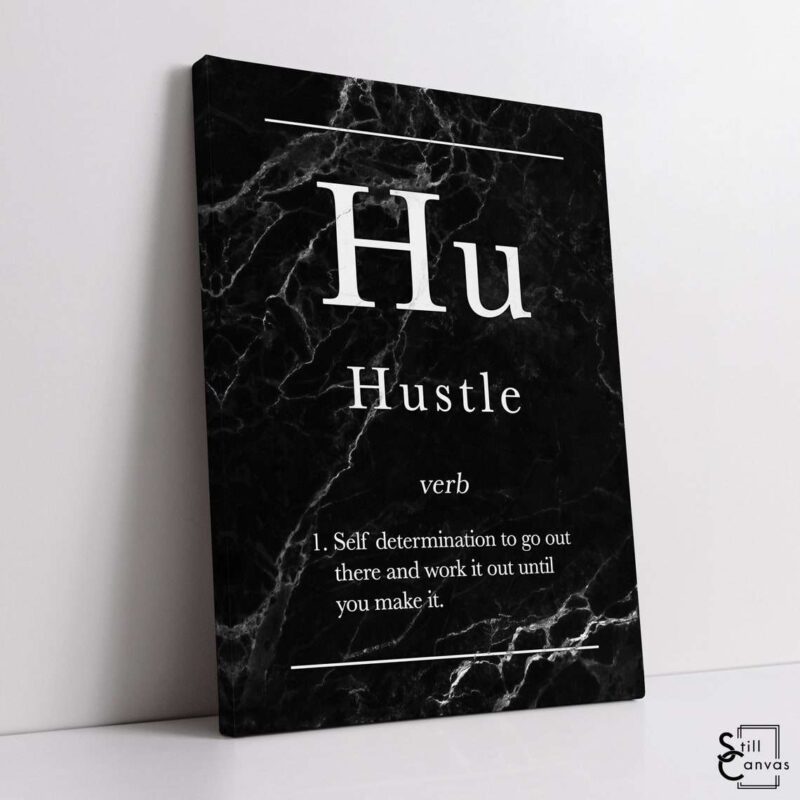 Definition Canvas Art Hustle Quote Black Marble Motivational Inspirational Wall Art Framed Canvas Poster Print 1