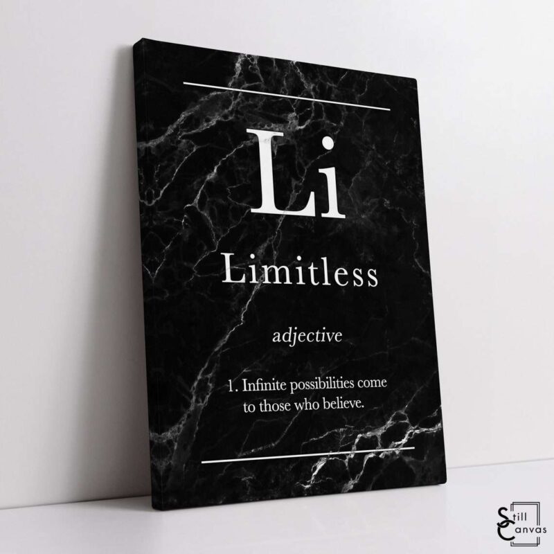 Definition Canvas Art Limitless Quote Black Marble Motivational Inspirational Wall Art Framed Canvas Poster Print 1