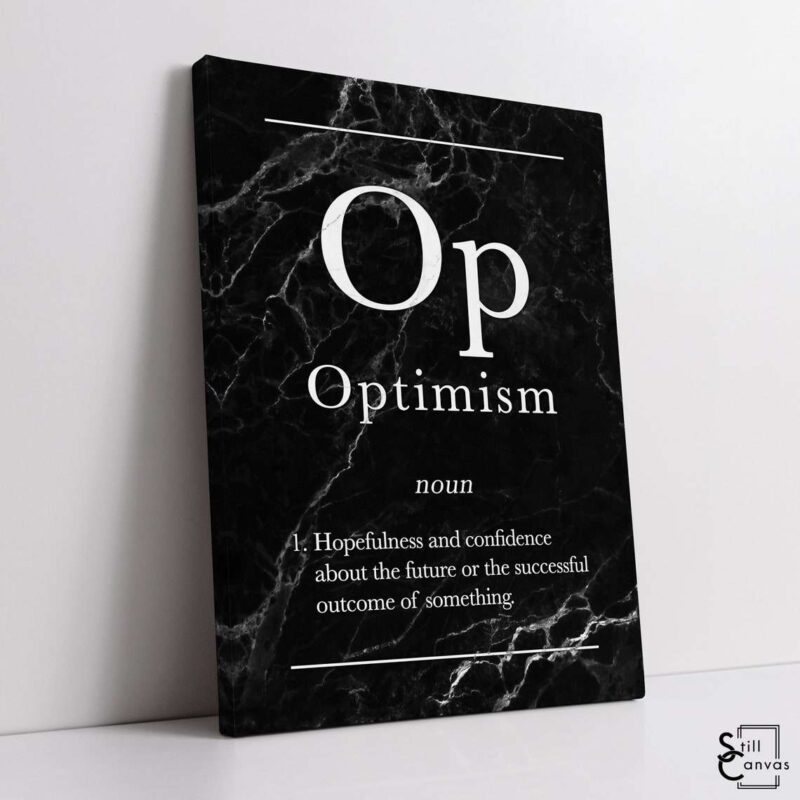 Definition Canvas Art Optimism Quote Black Marble Motivational Inspirational Wall Art Framed Canvas Poster Print 1
