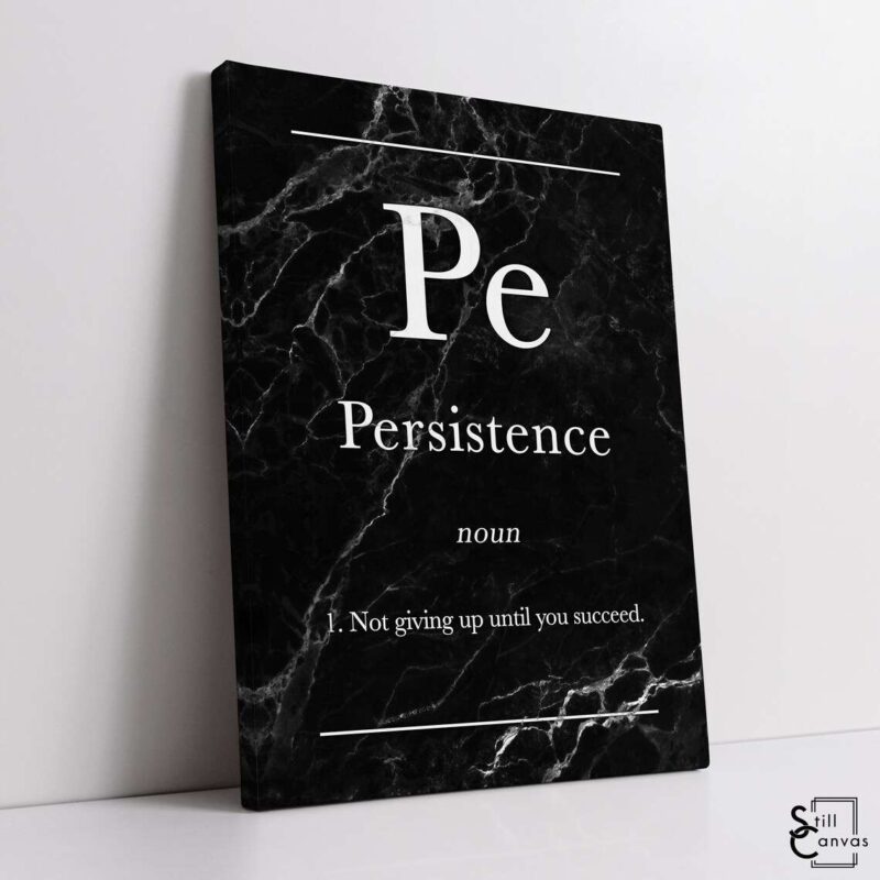 Definition Canvas Art Persistence Quote Black Marble Motivational Inspirational Wall Art Framed Canvas Poster Print 1