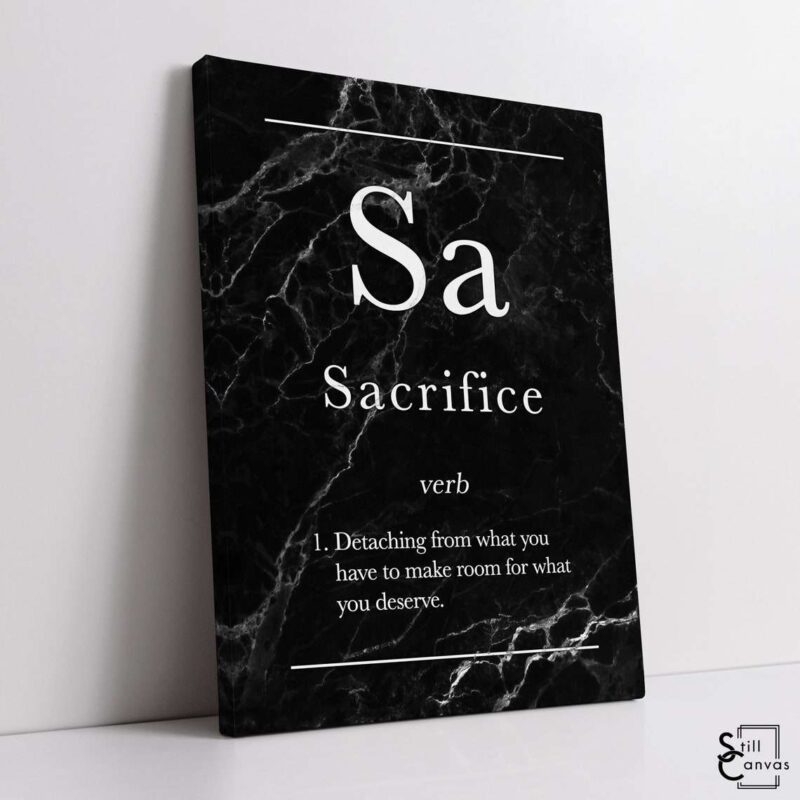 Definition Canvas Art Sacrifice Quote Black Marble Motivational Inspirational Wall Art Framed Canvas Poster Print 1