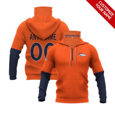 Denver Broncos #00 Nfl Team Orange Jersey Style Custom Number Name For Denver Broncos Fans Gaiter Hoodie GH0808