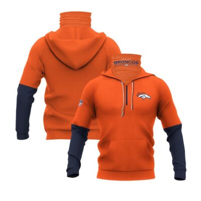 Denver Broncos Logo Nfl Super Bowl Champions Orange And Blue Design Gift For Broncos Fans Gaiter Hoodie GH0928