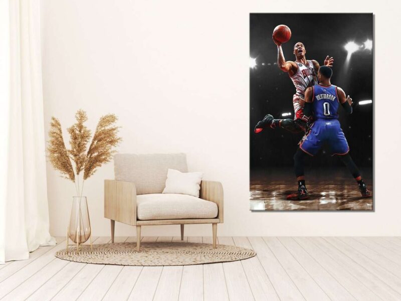 Derrick Rose vs. Russell Westbrook Canvas Artwork Chicago Bulls vs. Los Angeles Lakers MVP Sports Team 3