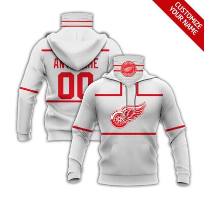 Detroit Red Wings Nhl Ice Hockey Team Logo White Jersey Style Custom Number Name For Red Wings Fans Gaiter Hoodie GH0547