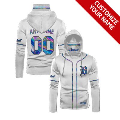 Detroit Tigers #00 3D Personalized White Style Custom Number Name For Tigers Fans Gaiter Hoodie GH0929