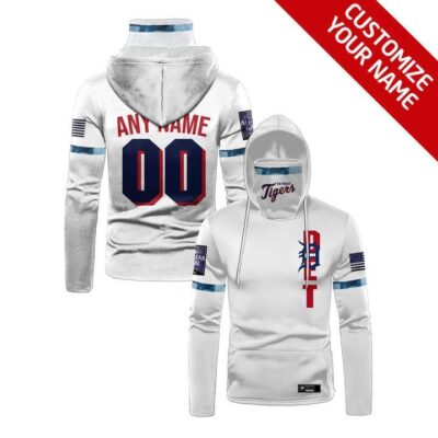 Detroit Tigers Mlb Baseball Team Logo White Jersey Style Custom Number Name For Tigers Fans Gaiter Hoodie GH0965