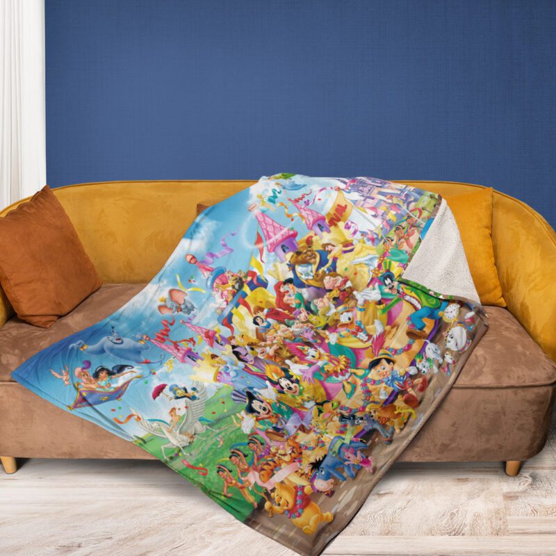 Disney All Characters Gift For Fan Disney all characters all princesses Comfy Sofa Throw Blanket Gift 2