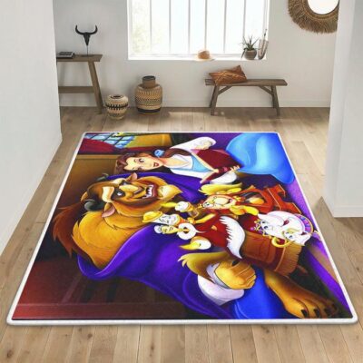 Disney Beauty And The Beast Area Rug Living Room, Disney Chip Lumiere Cogsworth Beast Belle gift for fan Rug Floor Decor 1 Disney Chip Lumiere Cogsworth Beast Belle gift for fan Rug Floor Decor