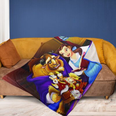 Disney Beauty And The Beast Gift For Fan, Disney Chip Lumiere Cogsworth Beast Belle Comfy Sofa Throw Blanket Gift 2 Disney Beauty And The Beast Gift For Fan Disney Chip Lumiere Cogsworth Beast Belle Comfy Sofa Throw Blanket Gift 2