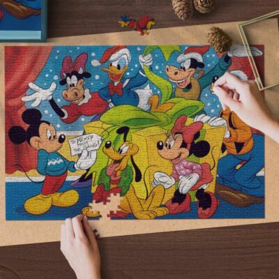 Disney Characters To Mickey From The Gang Christmas Jigsaw Puzzle Game, Disney Mickey Fan Gift, Disney Gift 1 Disney Mickey Fan Gift