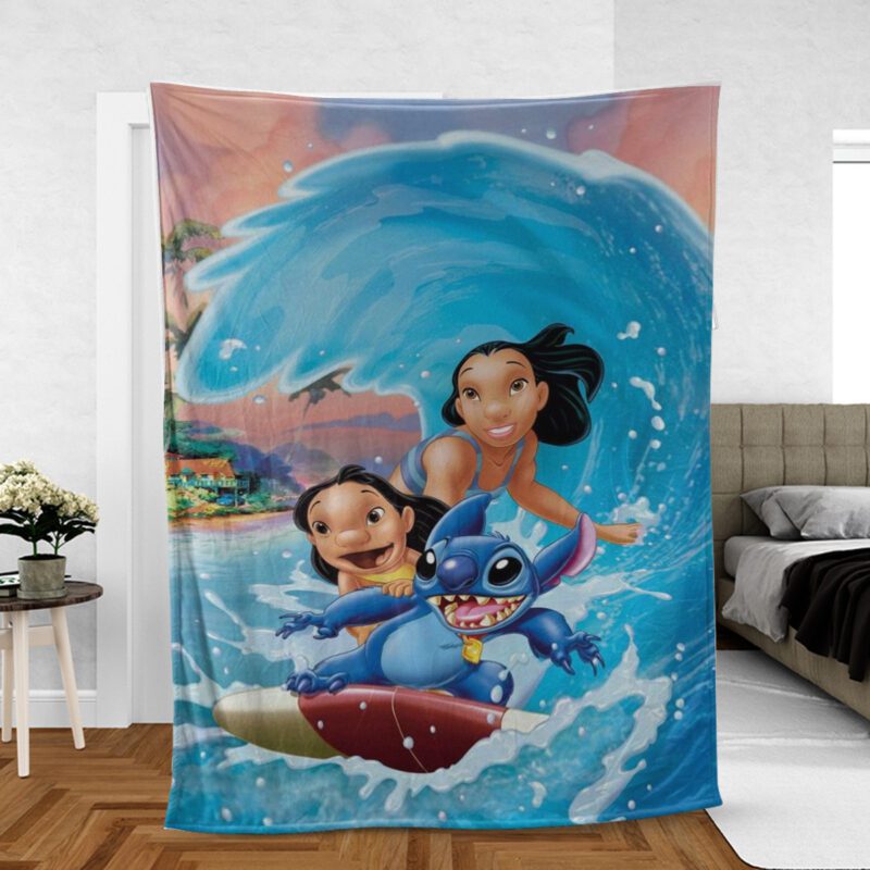 Disney Lilo And Stitch Summer Beach Gift For Fan Comfy Sofa Throw Blanket Gift