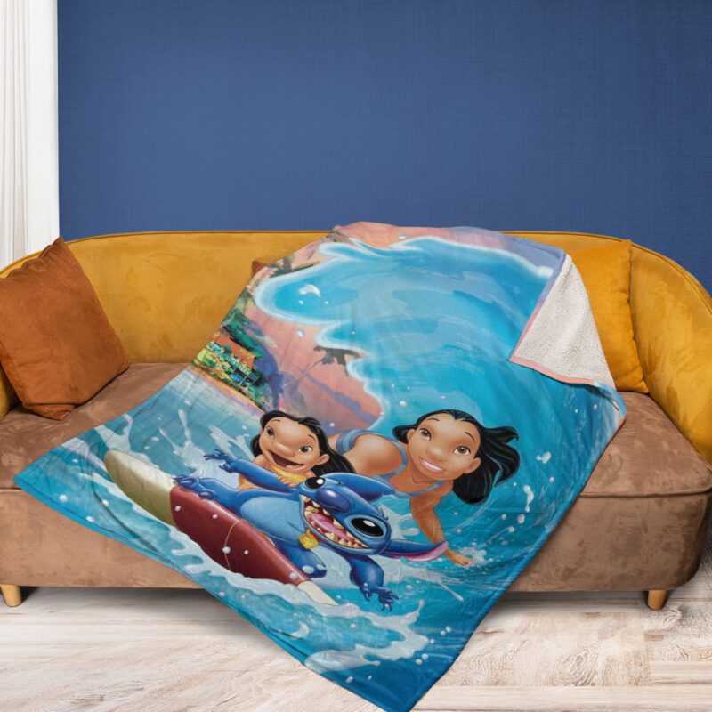 Disney Lilo And Stitch Summer Beach Lover Disney Lilo And Stitch Summer Beach Gift For Fan Comfy Sofa Throw Blanket Gift 2