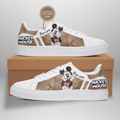 Disney Mickey Mouse Custom Low Top Leather Skate Shoes