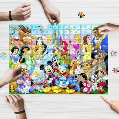Disney all characters all princesses mickey mouse Lilo and Stitch Ariel Jigsaw Puzzle Game, Disney Fan Gift 1 Disney Fan Gift