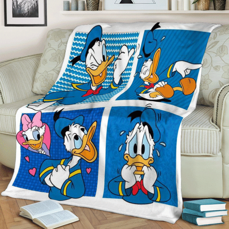 Donald Duck Full Face Funny Walt Disney Cartoon Ver2 Gift Lover Comfy Sofa Throw Blanket Gift 1