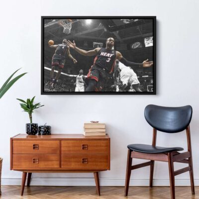 Dwyane Wade & LeBron James Trend Basket Canvas, NBA Poster, Classic LeBron-Wade 2010 Photo Print, Wall Art Canvas 1 NBA Poster