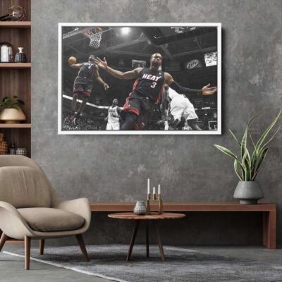 Dwyane Wade & LeBron James Trend Basket Canvas, NBA Poster, Classic LeBron-Wade 2010 Photo Print, Wall Art Canvas 2 Classic LeBron-Wade 2010 Photo Print