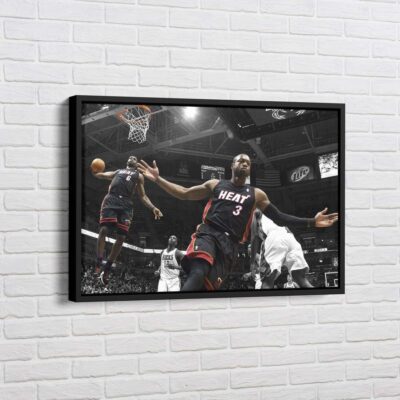 Dwyane Wade &amp; LeBron James Trend Basket Canvas, NBA Poster, Classic LeBron-Wade 2010 Photo Print, Wall Art Canvas
