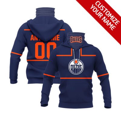 Edmonton Oilers #00 Any Name Nhl Team Dark Blue Jersey Style Custom Number Name For Edmonton Oilers Fans Gaiter Hoodie GH0688