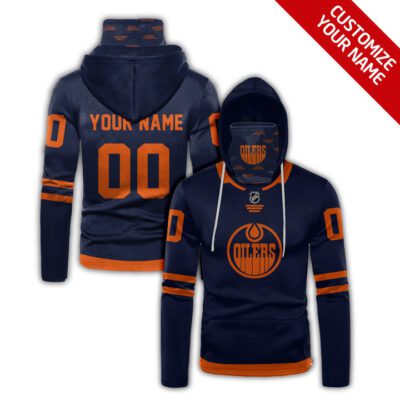 Edmonton Oilers #00 Nhl Team Dark Blue Jersey Style Custom Number Name For Edmonton Oilers Fans Gaiter Hoodie GH0290