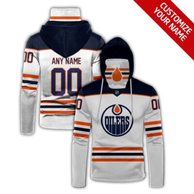 Edmonton Oilers #00 Nhl Team White Jersey Style Custom Number Name For Edmonton Oilers Fans Gaiter Hoodie GH0758