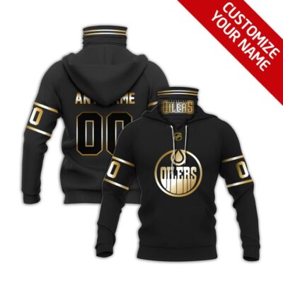 Edmonton Oilers Nhl Ice Hockey Team Logo Black Jersey Style Custom Number Name For Oilers Fans Gaiter Hoodie GH0487