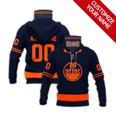Edmonton Oilers Nhl Ice Hockey Team Logo Navy Jersey Style Custom Number Name For Oilers Fans Gaiter Hoodie GH0259