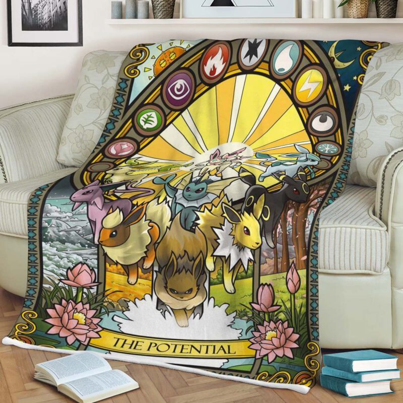 Eevee Evolution Blanket Gift For Fans Pokemon Go Eevee Evolution Comfy Sofa Throw Blanket Gift 2