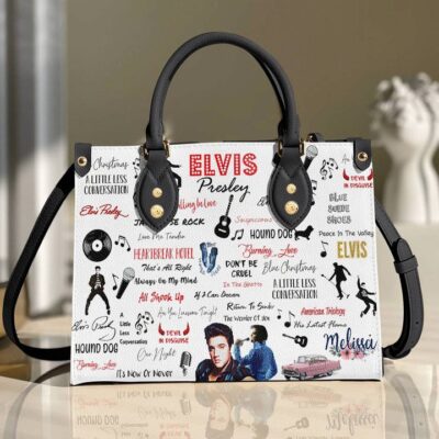 Elvis Presley Gift For Fan, Elvis Presley Handbag , Custom Name Fashion Lady Handbag LHB41 1 Elvis Presley Handbag