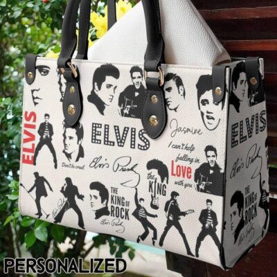 Elvis Presley Gift For Fan, Elvis Presley Handbag , Custom Name Fashion Lady Handbag LHB63 1 Elvis Presley Handbag