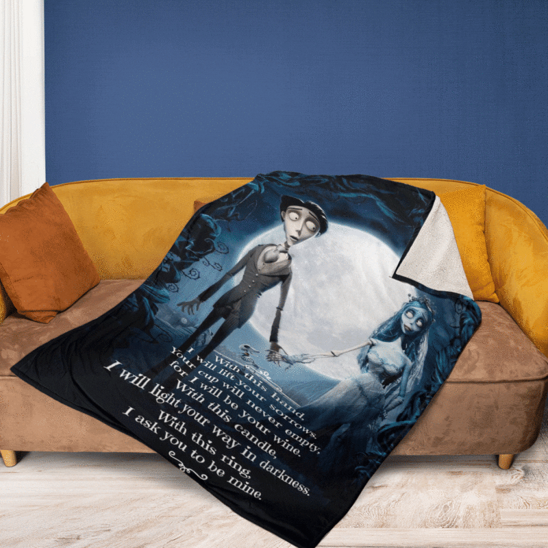 Emily the Corpse Bride and Victor Van Dort Cartoon Gift Lover Comfy Sofa Throw Blanket Gift 2
